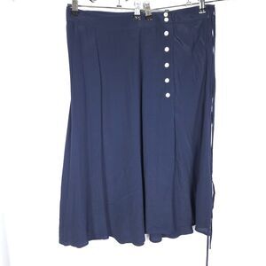 NWT Talbots Womens 16P Petite 36x29 Navy Blue A-Line Viscose Maxi Skirt